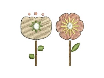 Two Colored Flowers Embroidery Designs