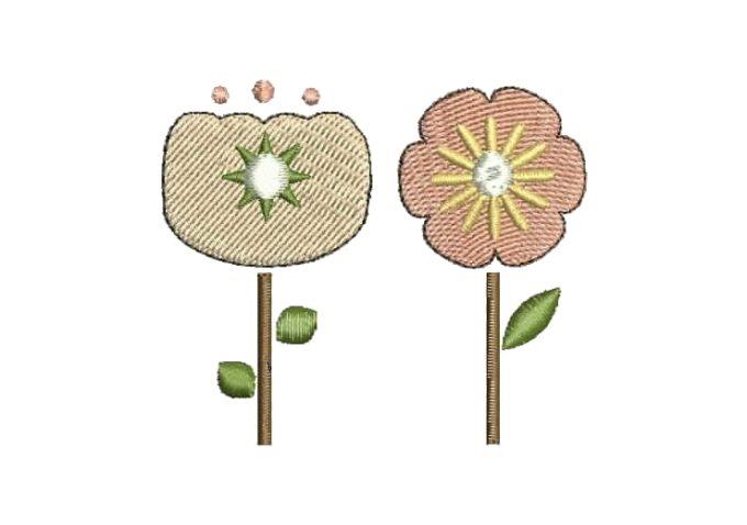 Two Colored Flowers Embroidery Designs