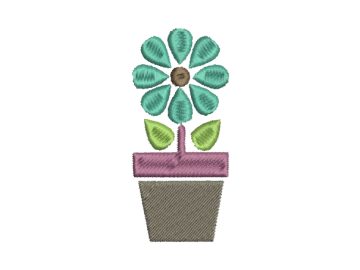 Maceta con Planta Diseños de Bordado